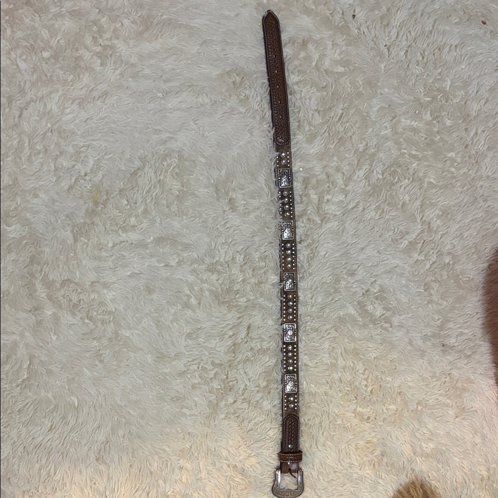 Nocona Brown Leather Belt with Silver Accents